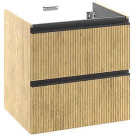 Mobile sottolavabo e lavabo Studio per vasca centrale rovere rigato L 60 x H 58 x P 48.1 cm 2 cassetti, top incluso
