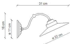 Applique Classica Asti Ceramica E Ottone Satinato Decorato Filo Blu 1 Luce E27