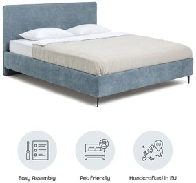Letto matrimoniale imbottito blu con rete inclusa 180x200 cm Noira Slim – Bonami Selection