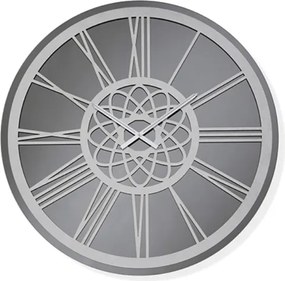 Orologio rotondo D60 cm KIERAN in cristallo Fumč e numeri Argento