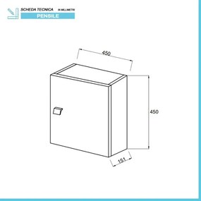 Pensile bagno 45 cm rovere grigio anta reversibile