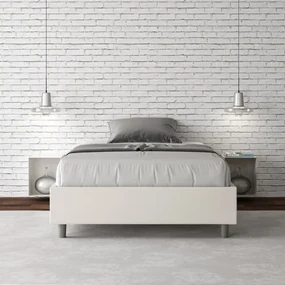 Letto contenitore imbottito 120x190 similpelle bianco ADELE