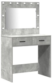 Set di toeletta a 2 pezzi con led in legno ingegnerizzato grigio
