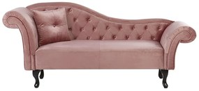 Chaise longue per lato sinistro in velluto rosa LATTES Beliani