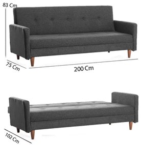 Divano a due posti NARA, grigio scuro