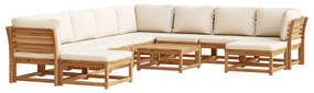 Set salotto da giardino 11 pz con cuscini legno massello acacia