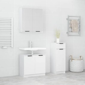 Set di mobili da bagno 3 pz bianco in legno multistrato