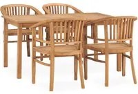 Set da Pranzo da Giardino 5 pz in Legno Massello di Teak