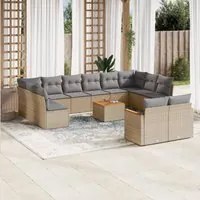 Set Divano da Giardino 13 pz con Cuscini Beige Misto Polyrattan 3226451