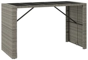 Tavolo da Bar con Piano in Vetro Grigio 185x80x110cm Polyrattan