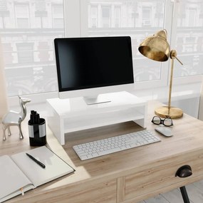 Supporto Monitor Bianco Lucido 42x24x13 Cm İn Legno Multistrato /
