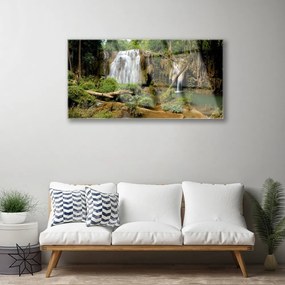 Quadro acrilico Cascata del fiume della foresta naturale 100x50 cm