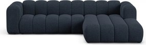 Divano angolare blu scuro (con penisola a destra/con chaise lounge) con rivestimento in ciniglia Lupine – Micadoni