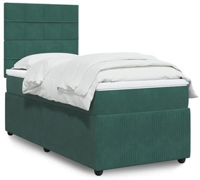 Giroletto A Molle Con Materasso Verde Scuro 90x190 Cm Velluto /