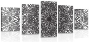 Quadri 5 pezzi – Rosone bianco e nero