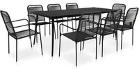 Set da Pranzo da Esterni 9 pz in Corda di Cotone e Acciaio Nero 3058280