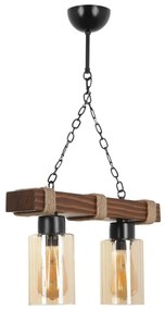 Lampadario a sospensione con catena JASMIN 2xE27/40W/230V marrone/beige