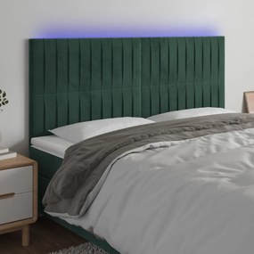 Testiera A Led Verde Scuro 200x5x118/128 Cm İn Velluto /