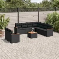 Set Divani da Giardino 10pz con Cuscini in Polyrattan Nero 3258506