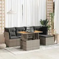 Set Divano da Giardino 6 pz con Cuscini Grigio in Polyrattan 3326916