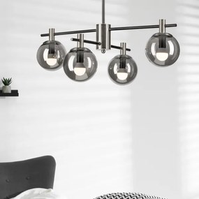 Lampadario a sospensione con supporto rigido LILOU 4xE14/5W/230V cromo opaco/fumé