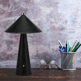 Lampada LED da Tavolo 3W Nera Ricaricabile Touch Dimmer 3in1