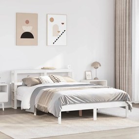 Letto Senza Materasso Bianco 140x190 Cm Legno Massello Di Pino /