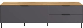 Tavolo TV grigio in rovere 164x47 cm California - Germania