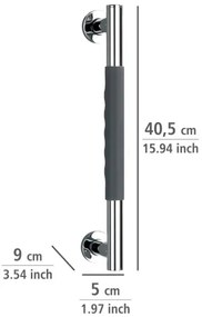 WENKO 23284100-Maniglione SECURA 40,5x9 cm acciaio inox/antracite/cromo lucido