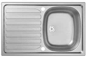 Lavello integrato 1 vasca con gocciolatoio laterale destro o sinistro DELINIA Como inox L 75.5 x L 76 cm argento