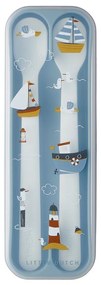 Posate di plastica per bambini in bianco e azzurro 2 pz. Sailors bay - Mepal