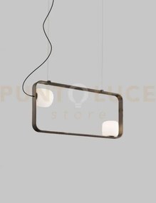 Groove sospensione 90 bianco satinato bronzo opaco 2 luci attacco e14