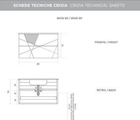 Mobile da bagno sospeso moderno base 80 CRIZIA con lavabo GRIGIO OPACO
