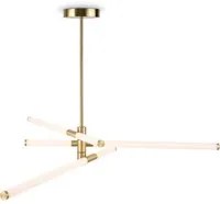 Lampadario A Sospensione Moderno Axis Alluminio Oro Acrilico 3 Luci Led 40W