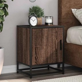 Comodini Rovere Marrone 2 Pz Legno Multistrato E Metallo /