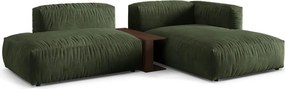 Divano angolare componibile verde (con penisola a destra/con chaise lounge) con rivestimento in velluto Martina – Micadoni