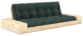 Divano letto in velluto a coste verde scuro 244 cm Base - Karup Design