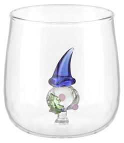 Bicchiere acqua gnomo blu vetro borosilicato
