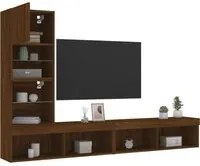 Mobili TV a Muro con LED 4pz Rovere Marrone Legno Multistrato 3216646