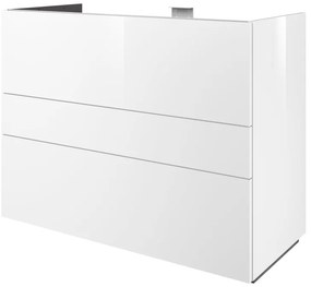 Mobile da bagno a terra L 105 x H 84 x P 48 cm bianco laccato lucido, 3 cassetti Apertura push-pull SENSEA Neo Line, Maniglie acquistabili separatamente