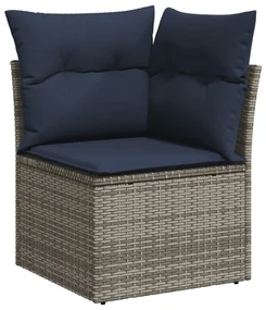 Set divani da giardino 13 pz con cuscini grigio in polyrattan