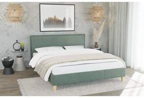 Letto matrimoniale imbottito verde con griglia 140x200 cm Tina - Ropez