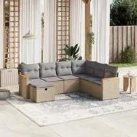 Set Divano da Giardino 7 pz con Cuscini Beige Misto Polyrattan 3265329