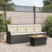 Set Divani da Giardino 3 pz con Cuscini Nero in Polyrattan 3262443