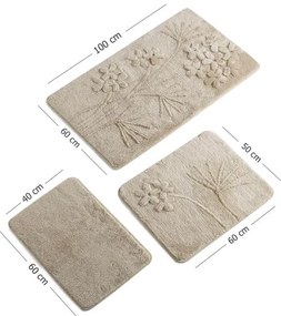 Set di 3 tappetini da bagno beige Orkide - Foutastic