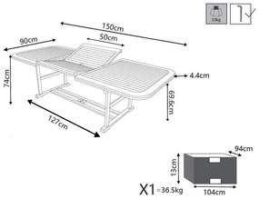 TURRIS - tavolo da giardino allungabile in legno massiccio di acacia 150/200