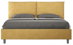 Letto matrimoniale e rete 160x200 in microfibra ocra Antea