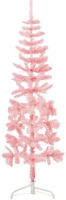 Albero Natale Artificiale Sottile A Metà E Supporto Rosa 120 Cm /