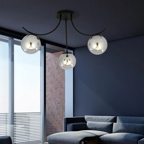 Lampadario da Soffitto in Acciaio e Vetro BOSTON 3 Nero 3xE14 Colore delle Sfere Grafite
