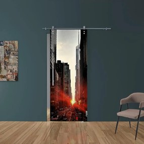 Porta scorrevole Urban in inox multicolore, L 88 x H 215 cm, con binario Lux Destra